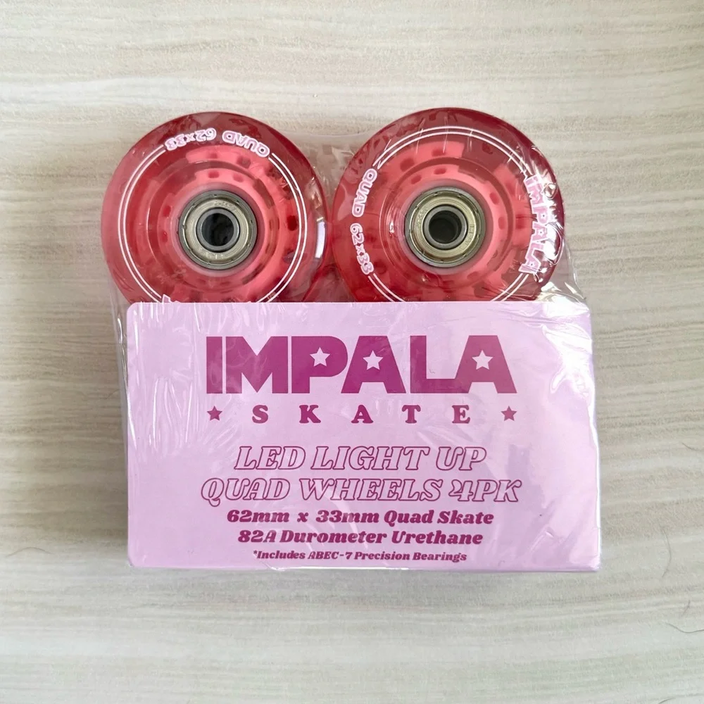 Coral Pink Quad Skate Wheels - 62x32mm - Picture 8 of 9